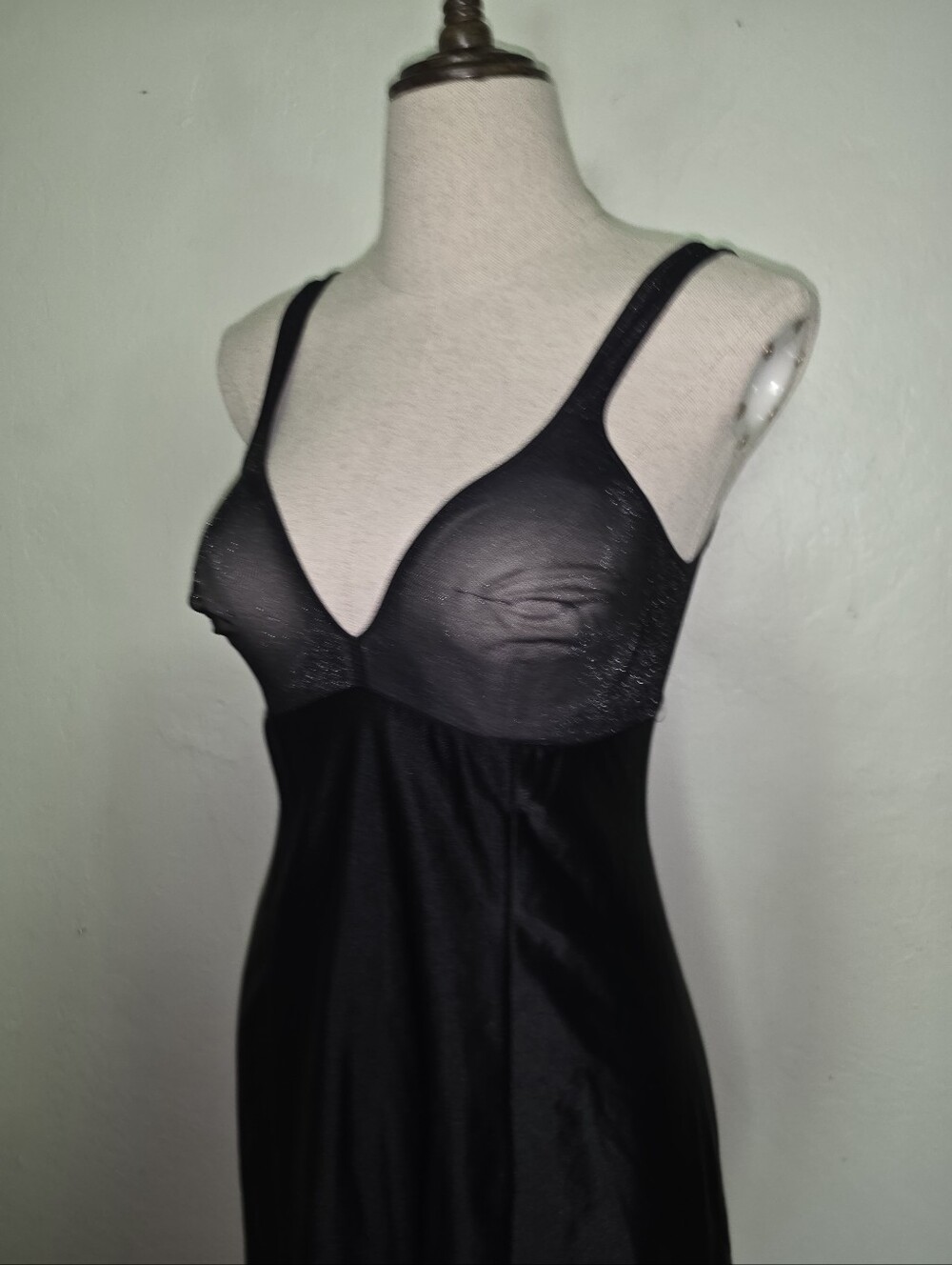 Vintage 1950s 1960s Bosch Black Slip Dress Midi - Picture 4 of 15